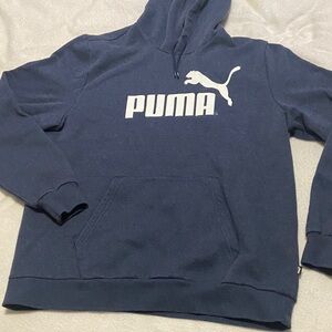 Puma Men's Navy Crewneck Hoodie with White Logo